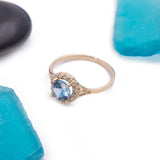 December Blue Turquoise CZ Gem Birthstone Ring in 14k Yellow Gold - Artisan Carat