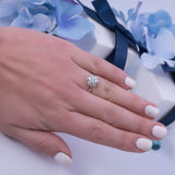 Cluster Flower Halo Diamond Engagement Ring in 18k White Gold - Artisan Carat