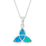 Sterling Silver Celtic Knot Blue Inlay Opal Pendant Necklace - Artisan Carat