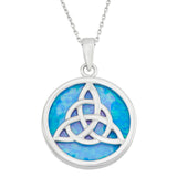 Sterling Silver Celtic Love Knot Blue Opal Pendant Necklace - Artisan Carat