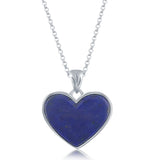 Natural Lapis Heart Pendant Necklace in Sterling Silver - Artisan Carat