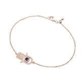 Hamsa with Eye Blue Sapphire Diamond Bracelet in 18k Yellow Gold - Artisan Carat