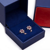 Chamomile Flower Ruby with CZ Stud Earrings in 14k Yellow Gold - Artisan Carat
