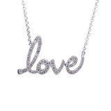 Cursive Love Diamond Pendant and Necklace in 18k White Gold - Artisan Carat