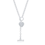 Sterling Silver Engravable Heart Charm Rolo Chain Toggle Necklace - Artisan Carat