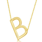 Gold Initial B Name Necklace in Sterling Silver - Artisan Carat