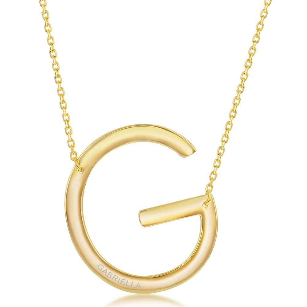 Letter G Thick Initial Necklace - Gold - sosorella