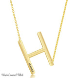 Gold Initial H Name Necklace in Sterling Silver - Artisan Carat