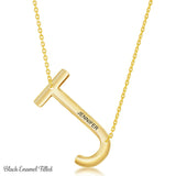 Gold Initial J Name Necklace in Sterling Silver - Artisan Carat