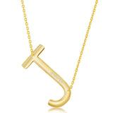 Gold Initial J Name Necklace in Sterling Silver - Artisan Carat