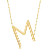 Gold Initial M Name Necklace in Sterling Silver - Artisan Carat
