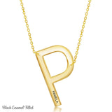 Gold Initial P Name Necklace in Sterling Silver - Artisan Carat