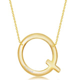 Gold Initial Q Name Necklace in Sterling Silver - Artisan Carat