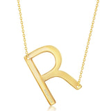 Gold Initial R Name Necklace in Sterling Silver - Artisan Carat