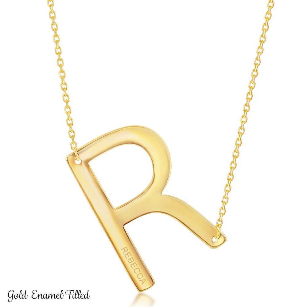 Reversible Round Initial Necklace By Pink Box in Rose Gold Tone - Brown -  Walmart.com