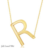 Gold Initial R Name Necklace in Sterling Silver - Artisan Carat