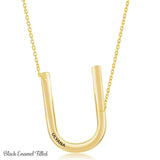 Gold Initial U Name Necklace in Sterling Silver - Artisan Carat