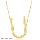 Gold Initial U Name Necklace in Sterling Silver - Artisan Carat