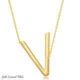 Gold Initial V Name Necklace in Sterling Silver - Artisan Carat