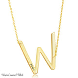 Gold Initial W Name Necklace in Sterling Silver - Artisan Carat