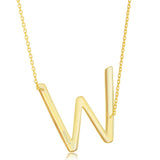 Gold Initial W Name Necklace in Sterling Silver - Artisan Carat