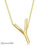 Gold Initial Y Name Necklace in Sterling Silver - Artisan Carat