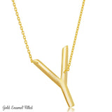 Gold Initial Y Name Necklace in Sterling Silver - Artisan Carat
