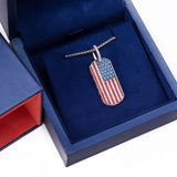 Sterling Silver United States of America Flag CZ Pendant with Necklace - Artisan Carat
