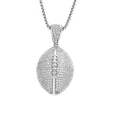 Sterling Silver Solid Football CZ Pendant with Necklace - Artisan Carat