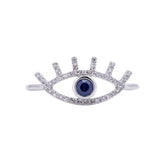 Eye Sapphire with Lashes Diamond Ring in 18k White Gold - Artisan Carat