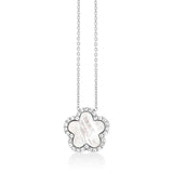 Silver Mother of Pearl Clover Flower Pendant Necklace - Artisan Carat