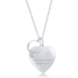 Sterling Silver Engravable Heart with Engagement Ring Necklace - Artisan Carat