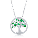 Sterling Silver 'May' Emerald Tree of Life Necklace - Artisan Carat