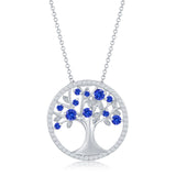 Sterling Silver 'September' Sapphire Tree of Life Necklace - Artisan Carat