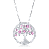 Sterling Silver 'October' Pink Tourmaline Tree of Life Necklace - Artisan Carat