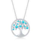 Sterling Silver 'December' Blue Topaz Tree of Life Necklace - Artisan Carat