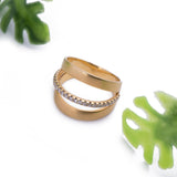 Matte Finish Open Shank Center Row Diamond Ring in 18k Yellow Gold - Artisan Carat