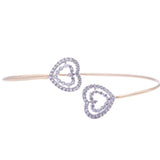 Conjoined Double Heart Bangle with Diamonds in 18k White and Yellow Gold - Artisan Carat