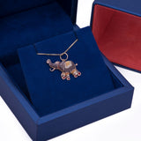 Party Indian Elephant in Enamel Pendant with Necklace in 14k Yellow Gold - Artisan Carat