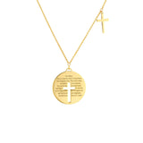 14k Gold Lord's Prayer Disc Cross Necklace - Artisan Carat