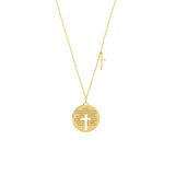 14k Gold Lord's Prayer Disc Cross Necklace - Artisan Carat