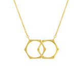 14k Gold Interlocked Hexagon Rings Adj. Necklace - Artisan Carat