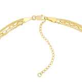 14k Gold Rolo Paper Clip Curb Triple Chain Adjustable Necklace - Artisan Carat
