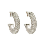 Diamond Half Hoop C Stud Earrings in 18k White Gold - Artisan Carat