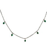 Green Emeralds Pendant with Necklace in 18k White Gold - Artisan Carat
