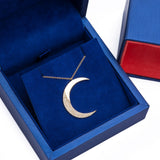 Waning Crescent Moon Diamond Pendant and Necklace in 18k Yellow Gold - Artisan Carat