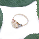 Small Five Petal Floral Ring in 14k Rose Yellow and White Gold - Artisan Carat