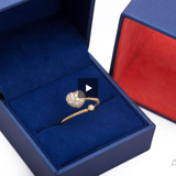 Single Stud and Diamond Heart Shape Rope Ring in 18k Yellow Gold.