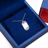 Half Diamond Pet Tag Pendant with Necklace in 18k White Gold - Artisan Carat