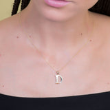 Letter D CZ Initial Pendant with Necklace in 14k Yellow Gold - Artisan Carat